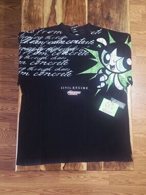 Civil Regime/PowerPuff Girls Collab Men's Vintage Washed Tee. Size Medium